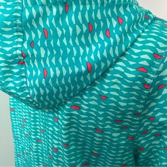 Columbia Women’s Windbreaker Rain Jacket Teal and Hot Pink Aztec Print Sz Small - Picture 7 of 12